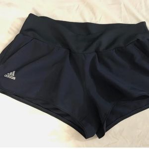Adidas women’s Climalite running shorts with liner, size M, navy